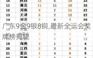 广东9金9银8铜,最新全运会奖牌榜揭晓